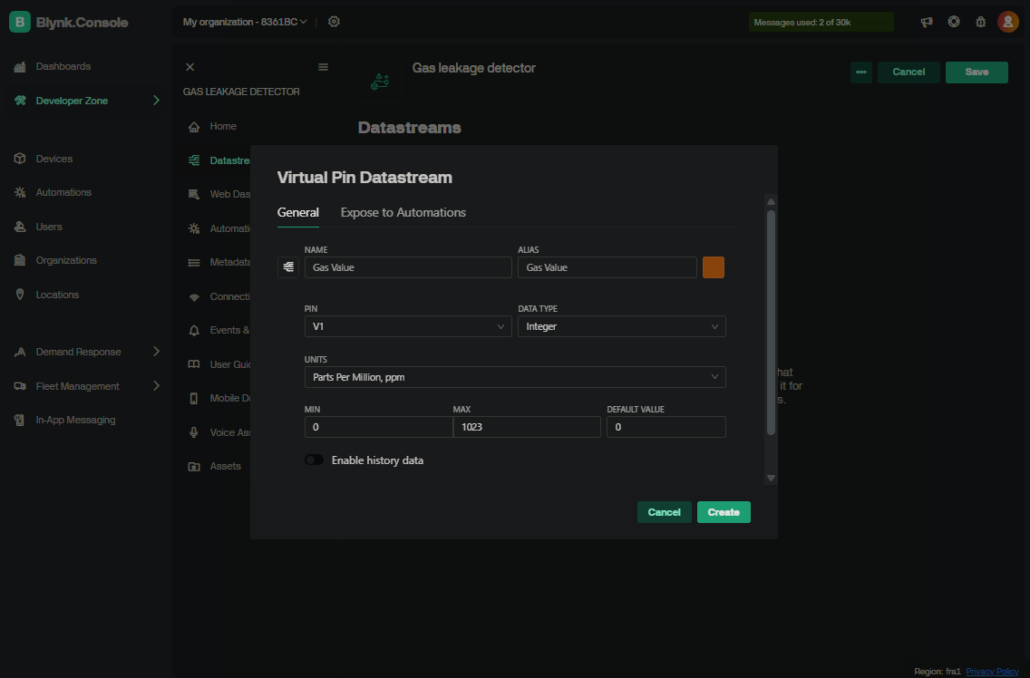 Configuration datastream2