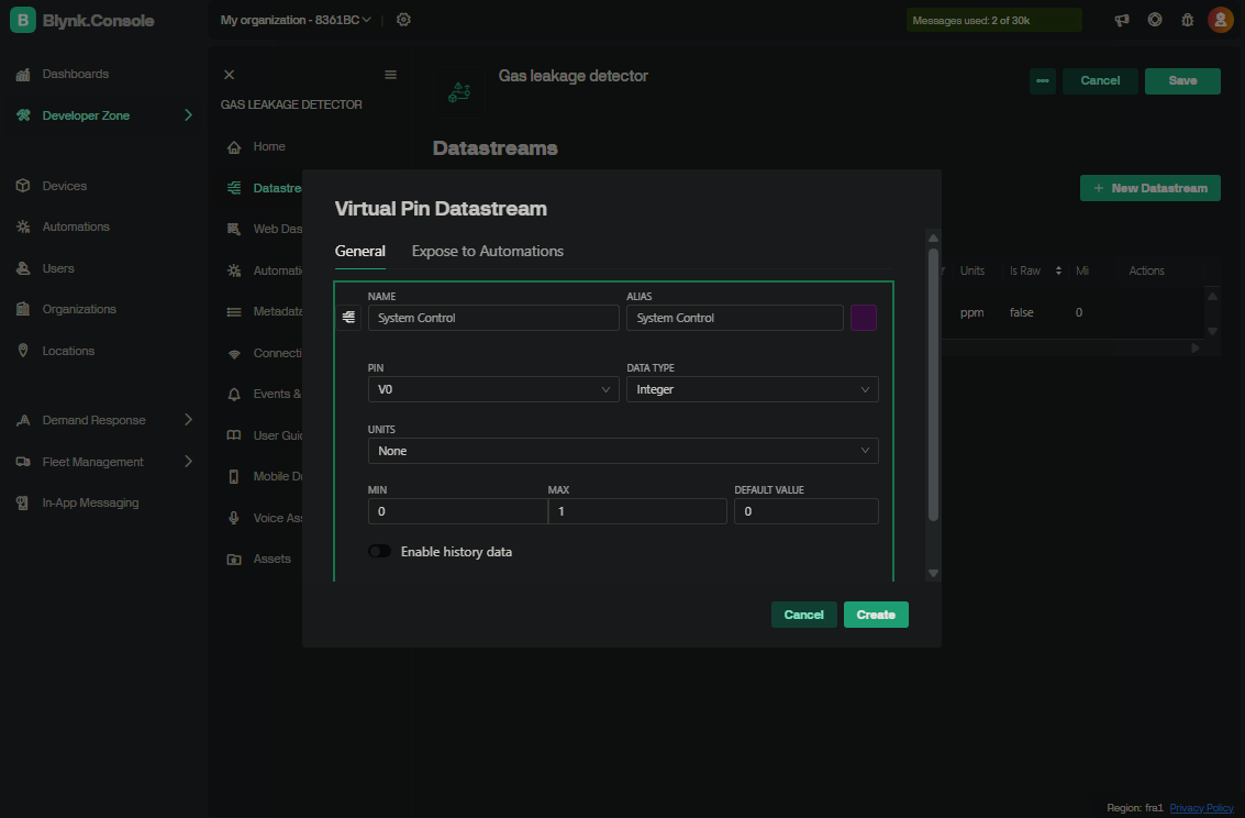 Configuration datastream3