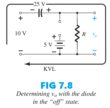 Determining v_o and V_C with the diode in the “off” state