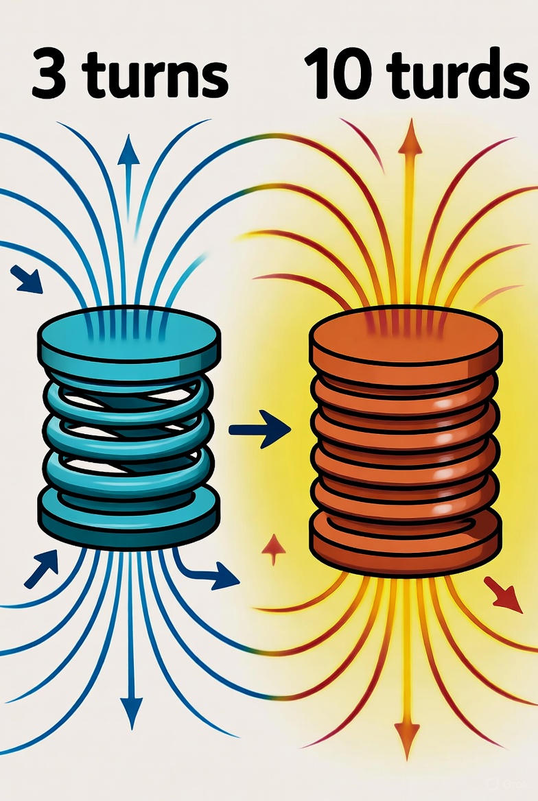 سیم‌پیچ با تعداد دور مختلف