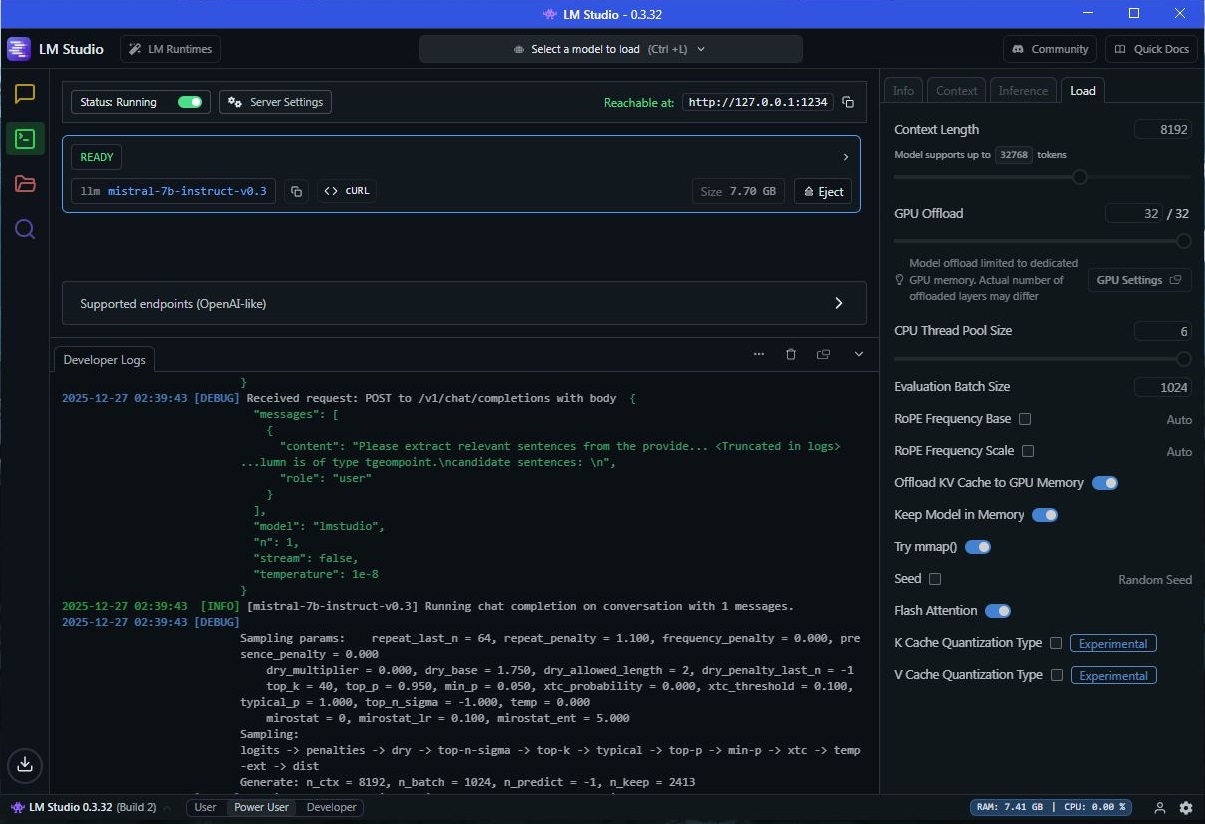 تصویر ۲۵ – محیط LM Studio – در حال اجرای RAGAS و ارزیابی نتایج آزمایشات گزارش 
